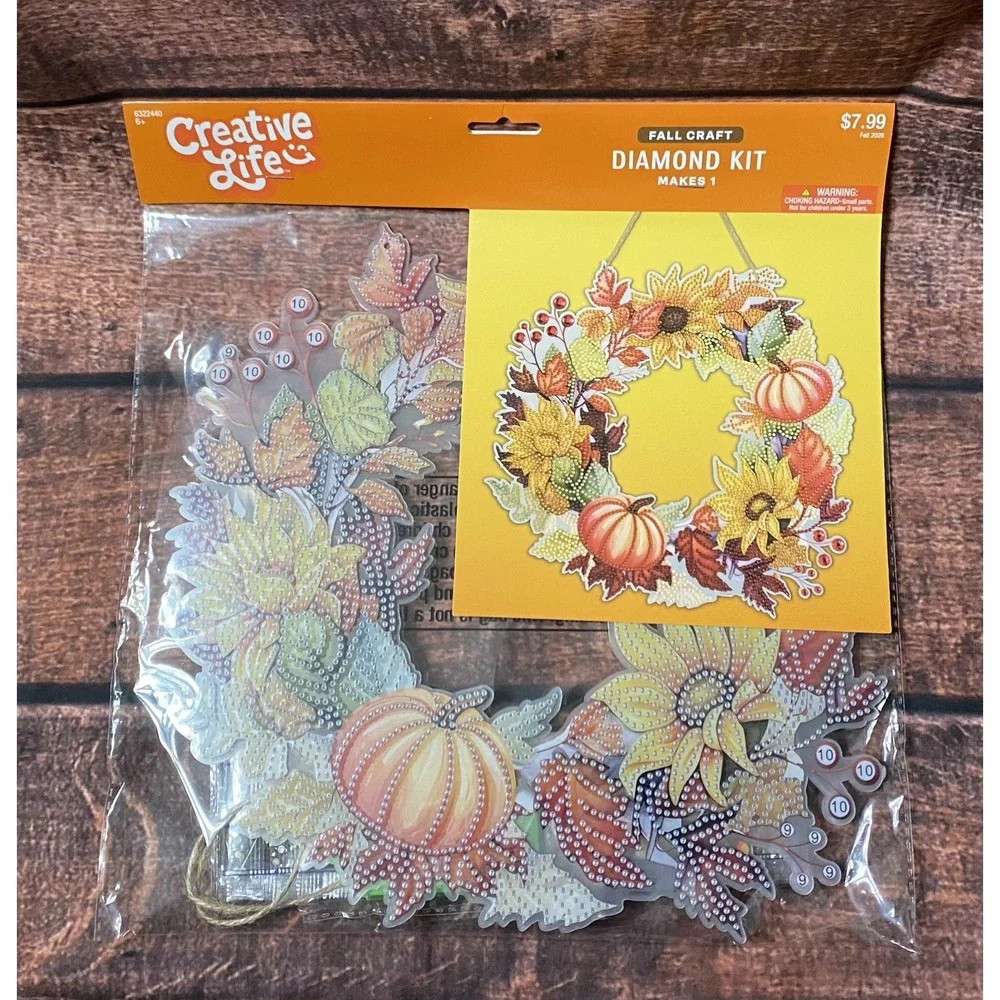Autumn Wreath Pumpkins/Flowers Hanging Acrylic Diamond Painting Kit Hobby Lobby